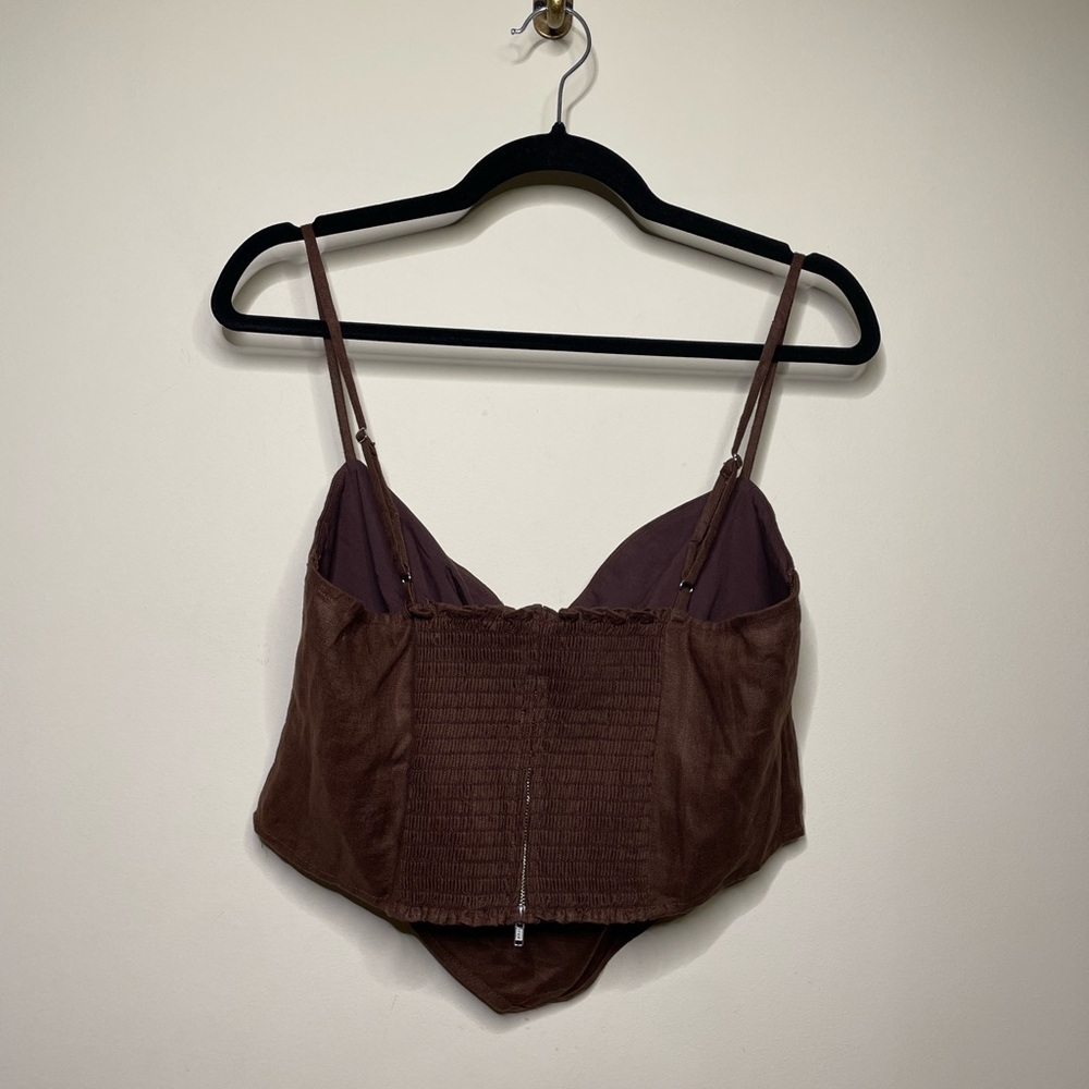 REFORMATION Sansa cropped embellished linen top - Picture 5 of 6